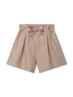 Chloé Kids short en lin à logo brodé - Tons neutres