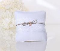 Ringkussen Wit 16x16cm Abrikoos Rose Lace Wedding Kussen Ring Kussen Jute band ring beer kussen PKWM2