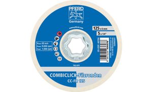 PFERD 42003025 Combiclick viltschijf CC-FR Ø 125 mm voor voor- en hoogglanspolijsten met haakse slijpers Diameter 125 mm