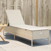 Ligbed met kussen poly rattan beige - thumbnail