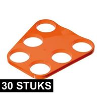 30x Oranje plastic bier tray voor 6 glazen   -