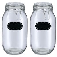 Weckpot/inmaakpot - 4x - 2L - glas - met beugelsluiting - incl. etiketten - thumbnail