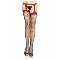 Fishnet Garterbelt Stockings - Rood / Zwart