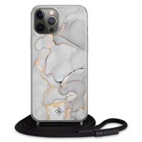 iPhone 12 Pro hoesje met koord - Marmer grijs