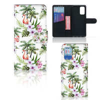 Samsung Galaxy A32 4G Telefoonhoesje met Pasjes Flamingo Palms - thumbnail