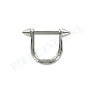 Tepelpiercing met hanger en spikes L