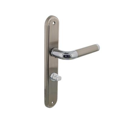 Intersteel Deurkruk Agatha op langschild met toilet-/badkamersluiting 63/8 mm - chroom/nikkel mat