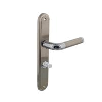Intersteel Deurkruk Agatha op langschild met toilet-/badkamersluiting 63/8 mm - chroom/nikkel mat