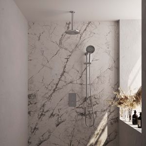 Inbouw Regendouche Set Brauer Chrome Edition Plafond Uitloop Ronde Hoofddouche 20 cm Met Glijstang en Handdouche 3 Standen Brauer