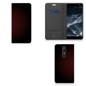 Nokia 5.1 (2018) Hoesje met Magneet Geruit Rood