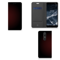 Nokia 5.1 (2018) Hoesje met Magneet Geruit Rood - thumbnail