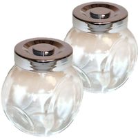 Kruidenpotjes 2 stuks van glas met deksel 150ml - 6 x 8 x 8 cm