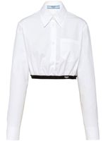 Prada chemise en popeline à bande logo - Blanc