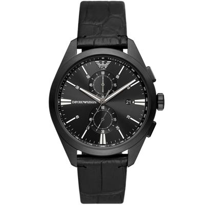Emporio Armani AR11483 Horloge Claudio Chrono staal-leder zwart 43 mm Emporio Armani AR11483 Horloge Claudio Chrono staal-leder zwart 43 mm