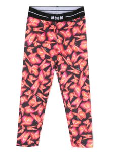 MSGM Kids legging imprimé à taille logo - Noir