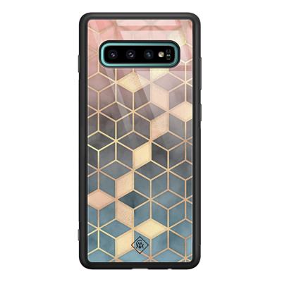 Samsung Galaxy S10 Plus glazen hardcase - Cubes art Samsung Galaxy S10 Plus glazen hardcase - Cubes art