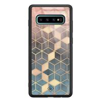 Samsung Galaxy S10 Plus glazen hardcase - Cubes art