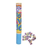 Party popper/confetti shooter - verjaardag 16 jaar - papier - multi kleuren - 40 cm