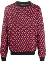 Versace pull en laine à motif La Greca en jacquard - Rose