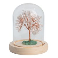 Edelsteen Boompje Zuivering Bergkristal met Groene Aventurijn in Glas (14 cm)