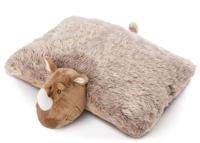 Nici knuffelkussen neushoorn junior 20 x 38 cm polyester bruin