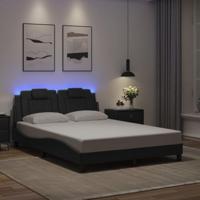 vidaXL Bedframe met LED-verlichting kunstleer zwart 140x200 cm, bed, bed ombouw, tweepersoonsbed, bedbodem, slaapkamermeubel, 2 persoonsbed, logeerbed
