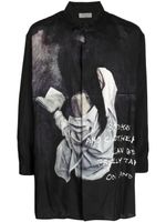 Yohji Yamamoto chemise à imprimé graphique - Noir