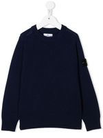 Stone Island Junior pull en maille à patch logo - Bleu - thumbnail