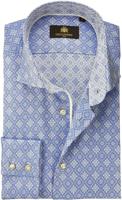 Circle of Gentlemen Overhemd Darko Blauw Twill Klassieke Print Slim Fit