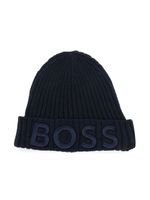 BOSS Kidswear bonnet à logo brodé - Bleu