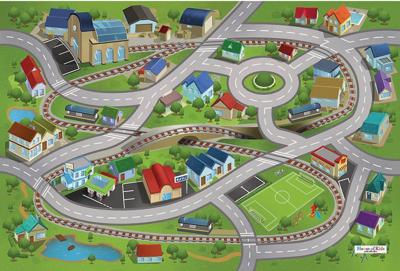 ACHOKA verkeerskleed Train Station Connect 120 x 80 cm ACHOKA verkeerskleed Train Station Connect 120 x 80 cm