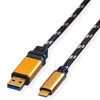 ROLINE GOLD USB 3.2 Gen 1 kabel, A-C, ST/ST, 1 m, zwart