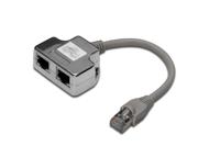 Digitus RJ45 Netwerk Adapter CAT 5, CAT 5e [1x RJ45-stekker - 2x RJ45-bus] Grijs - thumbnail