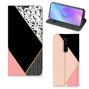 Xiaomi Mi 9T Pro Stand Case Zwart Roze Vormen