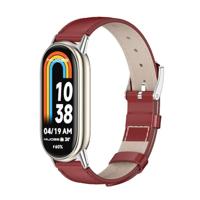 By Qubix - Echt leren bandje - Rood - Compatible met Xiaomi Smart Band 8 & 9 - Compatible Xiaomi bandje