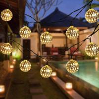 Solar lichtslinger marrakech met 20 warm witte led lampen