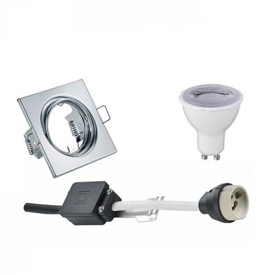 LED Spot Set - Trion - GU10 Fitting - Dimbaar - Inbouw Vierkant - Glans Chroom - 6W - Natuurlijk Wit 4200K - Kantelbaar LED Spot Set - Trion - GU10 Fitting - Dimbaar - Inbouw Vierkant - Glans Chroom - 6W - Natuurlijk Wit 4200K - Kantelbaar