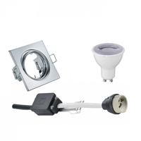 LED Spot Set - Trion - GU10 Fitting - Dimbaar - Inbouw Vierkant - Glans Chroom - 6W - Natuurlijk Wit 4200K - Kantelbaar