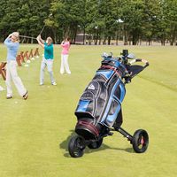 3-Wiel Golftrolley Opvouwbare Golftrolley Eenvoudige Duw- en Trekwagen Zwart