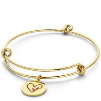 CO88 Collection 8CB-90175 - Stalen bangle met bedel - vingerafdruk hart - one-size - zilverkleurig