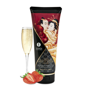 Shunga Kissable Massage Cream - Sparkling Strawberry Wine - 7 floz / 200 ml