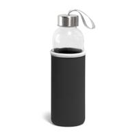 Sport waterfles/drinkfles - met softshell beschermhoes zwart - 520 ml - Sportfles - Bidon - thumbnail