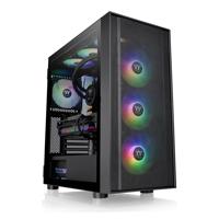 Thermaltake CA-1T9-00M1WN-01 Midi-tower PC-behuizing Zwart 3 voorgeïnstalleerde LED-ventilators, LCS-compatibel, Zijvenster, Geschikt voor DIY-waterkoeling,