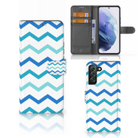 Samsung Galaxy S22 Plus Telefoon Hoesje Zigzag Blauw - thumbnail