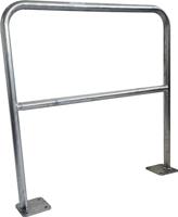 Veiligheidshek van verzinkt staal, 1000 mm, met plaat en bevestigingen, Ø 40 mm