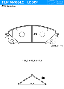 Remblokkenset, schijfrem ATE Ceramic ATE, u.a. für Lexus, Toyota