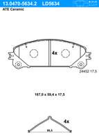 Remblokkenset, schijfrem ATE Ceramic ATE, u.a. für Lexus, Toyota - thumbnail