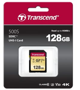 Transcend Premium 500S SDXC-kaart 128 GB Class 10, UHS-I, UHS-Class 3, v30 Video Speed Class