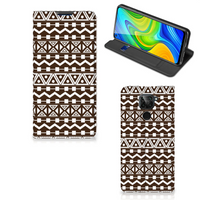 Xiaomi Redmi Note 9 Hoesje met Magneet Aztec Brown