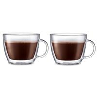 Bodum Bistro Double Wall Cafe Latte Cup, borosilicaatglas - 0,45 L/15 Oz, transparant, Pack van 2
